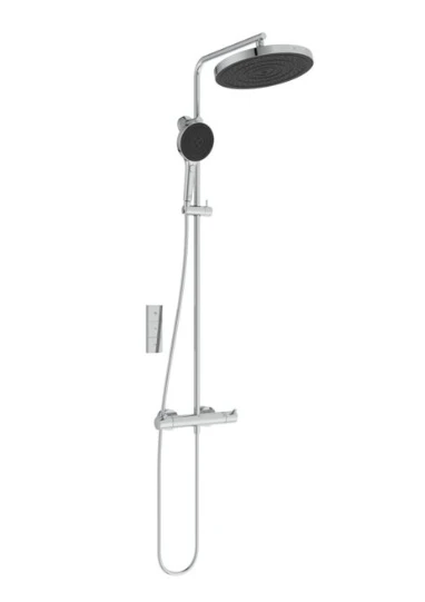 Ideal Standard CeraTherm T125+ système de douche avec ceratherm t125, douchette idealrain solos ø 130 mm 8 l/min 3f, pomme de tête ø 300 mm 12 l/min 3f + télécommande et idealflex 1750 mm Chromé