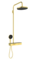 Ideal Standard Solos système de douche avec ceratherm mitigeur thermostatique avec étagère en verre et télécommande intégré pour la pomme de tête, douchette idealrain solos ø 130 mm 8 l/min 3f, pomme 