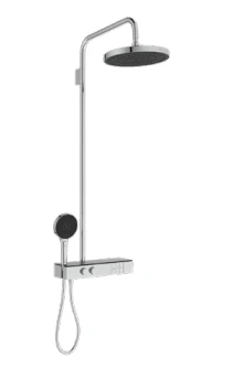 Ideal Standard Solos système de douche avec ceratherm mitigeur thermostatique avec étagère en verre et télécommande intégré pour la pomme de tête, douchette idealrain solos ø 130 mm 8 l/min 3f, pomme 