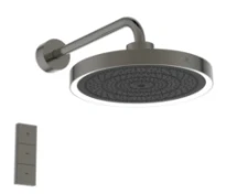 Ideal Standard IdealRain Solos pomme de tête ø 330 mm 3f avec éclairage led+télécommande (kit 2), 12 l/min et bras de douche 400 mm. brushed gun metal