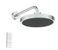 Ideal Standard IdealRain Solos pomme de tête ø 330 mm 3f avec éclairage led+télécommande (kit 2), 12 l/min et bras de douche 400 mm. Chromé