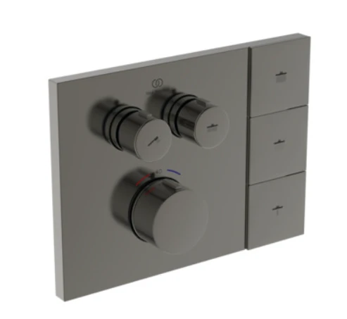 Ideal Standard CeraTherm Navigo T Solos mitigeur thermostatique bain/douche à encastrer 2f (kit 2 partie apparente) comprenant un cadre carré pour le logement de la télécommande solos pomme de tête, p