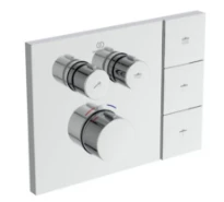 Ideal Standard CeraTherm Navigo T Solos mitigeur thermostatique bain/douche à encastrer 2f (kit 2 partie apparente) comprenant un cadre carré pour le logement de la télécommande solos pomme de tête, p