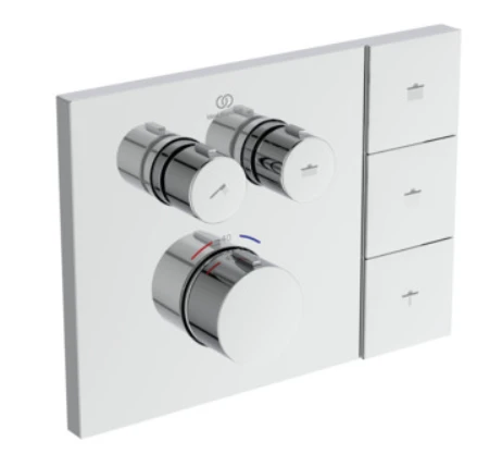 Ideal Standard CeraTherm Navigo T Solos mitigeur thermostatique bain/douche à encastrer 2f (kit 2 partie apparente) comprenant un cadre carré pour le logement de la télécommande solos pomme de tête, p