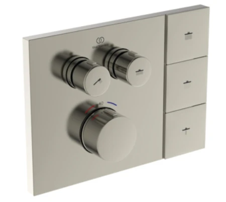Ideal Standard CeraTherm Navigo T Solos mitigeur thermostatique bain/douche à encastrer 2f (kit 2 partie apparente) comprenant un cadre carré pour le logement de la télécommande solos pomme de tête, p