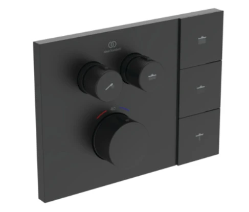 Ideal Standard CeraTherm Navigo T Solos mitigeur thermostatique bain/douche à encastrer 2f (kit 2 partie apparente) comprenant un cadre carré pour le logement de la télécommande solos pomme de tête, p
