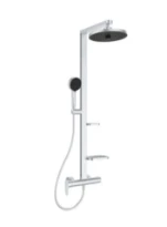 Ideal Standard Alu+ système de douche avec ceraflow mélangeur de douche, douchette idealrain ø 100 mm 8 l/min 2f, pomme de tête ø 260 mm 12 l/min 2f, idealflex 1750 mm et 2 tablettes silver