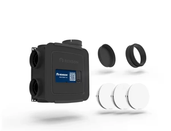 Renson système C+ Healthbox Go unité de ventilation + 3 vannes Aeroo blanches rondes