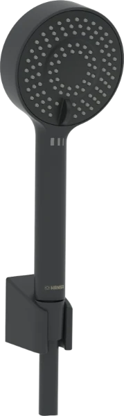 Hansa HansaBasicjet handdoucheset 95 mm - 3 stralen - zwart mat (bestaat uit: handdouche - doucheflexibel 1500 mm - wandhouder) - prijs per set