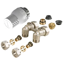 Comap Sensity set radiateur équerre 100% - tête thermostatique - raccords à compression M22 x 16/2 alu