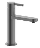 Procasa Vivo mitigeur lavabo avec démarrage à froid - bec droit - sans vidage - Gun Metal PVD - acier mat PVD