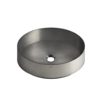 Gessi Venti20 Total Look lavabo à poser rond 400 mm - Steel Brushed - acier inoxydable - sans trou de robinet - sans trop-plein