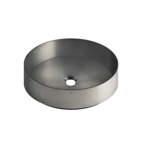 Gessi Venti20 Total Look lavabo à poser rond 400 mm - Steel Brushed - acier inoxydable - sans trou de robinet - sans trop-plein