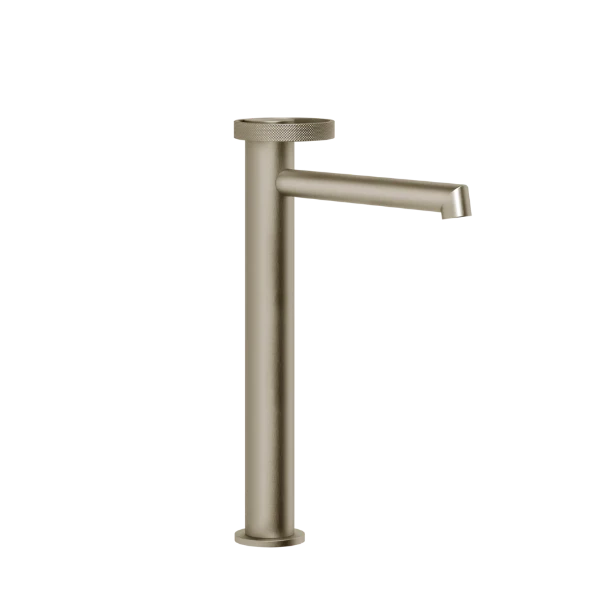 GESSI Anello Mitigeur lavabo réhaussé, bec long, sans vidage, avec flexibles de raccordement. Finox Brushed Nickel