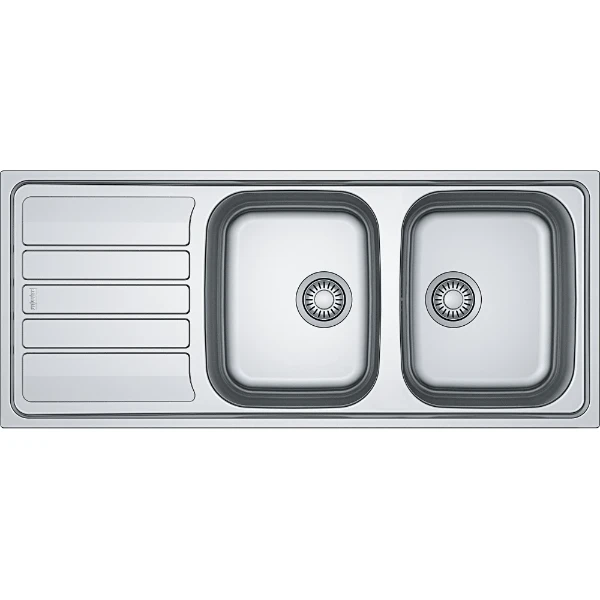Franke Flash inbouwspoeltafel 1160 x 500mm - 2 bakken - inox - met verlek - omkeerbaar - inclusief sifon