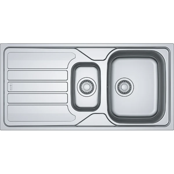 Franke Flash inbouwspoeltafel 1000 x 500mm - 1 1/2 bakken - inox - met verlek - omkeerbaar - inclusief sifon