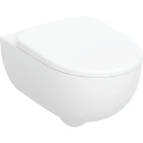 Geberit Selnova cuvette suspendue Premium PACK Rimfree (cuvette suspendue + abattant) sans bride - blanc - à fond creuxer - avec bride
