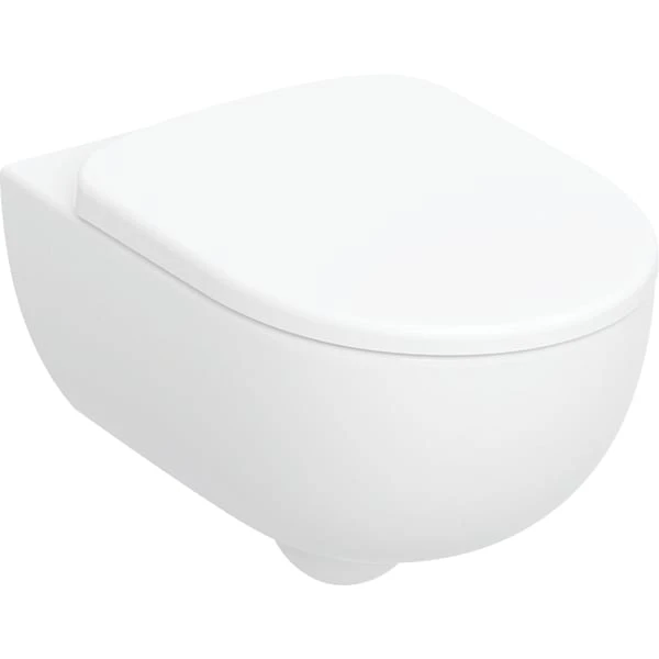 Geberit Selnova cuvette suspendue Premium PACK Rimfree (cuvette suspendue + abattant) sans bride - blanc - à fond creuxer - avec bride