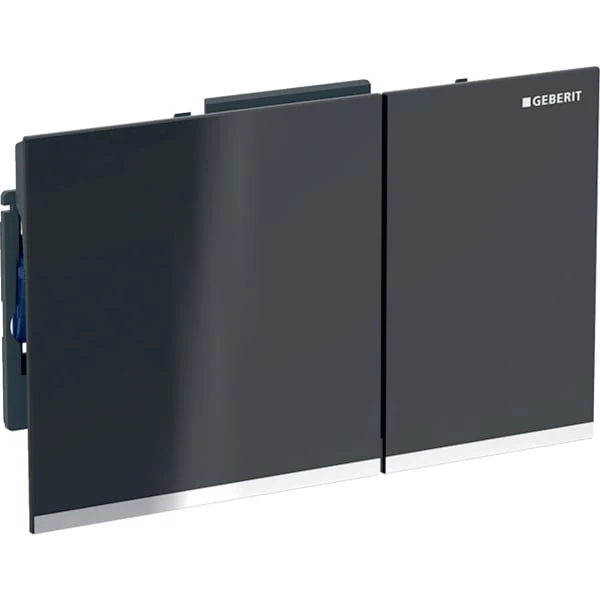 PLAQUE DE COMMANDE TOILETTE GEBERIT SIGMA 60 noir chromé brillant rinçage à 2 volumes, réfléchissantes