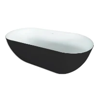 Procasa Obi baignoire autoportante 1700 x 780 mm - blanc mat / noir mat - vidage inclus
