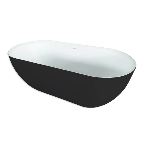 Procasa Obi baignoire autoportante 1700 x 780 mm - blanc mat / noir mat - vidage inclus