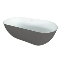Procasa Obi baignoire autoportante 1700 x 780 mm - blanc mat / antracite - vidange inclus