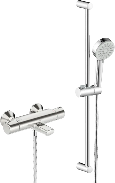 Hansa HansaBasic thermostat de bain/douche avec set de douche 3-jets avec barre 700 mm et flexible 1500 mm - mousseur CASCADE® - chromé