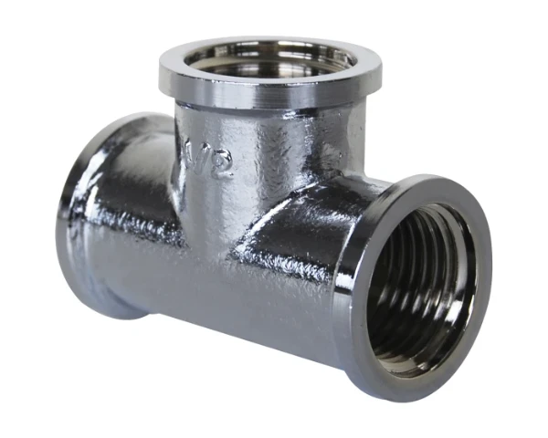 MessingFit chroom T-stuk 90° FFF 1/2 x 1/2 x 1/2
