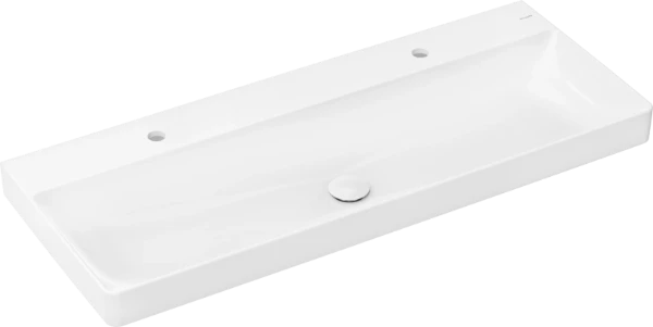 Hansgrohe Xelu Q lavabo 1200 x 480 x 80 mm - blanc SmartClean - céramique - 2 trous de robinet - sans trop-plein