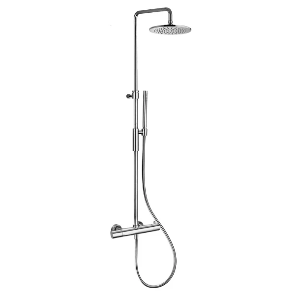 COLONNE DE DOUCHE LIGHT chromé avec thermostat pomme de douche,douchette,inverseur,flexible