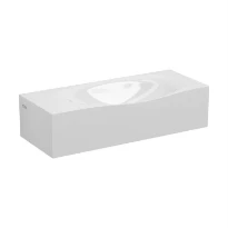 Clou Hammock lave-mains 450 x 180 x 110 mm - blanc - marbre minéral - sans trou de robinet - avec bouchon et trop-plein encastré - inclus bouchon orange