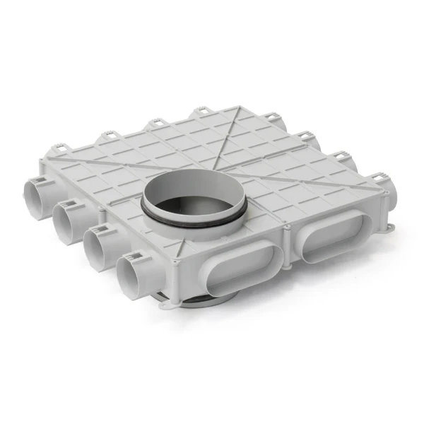 Begetube Profi-Air verdeelkast laag model 2 x DN 180 - 12 x 63 mm