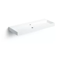 Clou Wash Me lavabo à poser/mural 1100 x 420 x 80 mm - blanc mat - aluite - sans trou de robinet - avec trop-plein