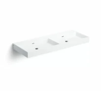 Clou Wash Me double lavabo 1100 x 420 mm - blanc mat - aluite - sans trou de robinet - avec trop-plein