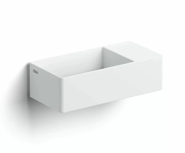 CL/03.13430 Clou New Flush 3 opzet-/wandwastafel 350 x 180 x 100 mm - waskom links - wit mat - aluite - zonder kraangat - zonder overloop - met afvoerset