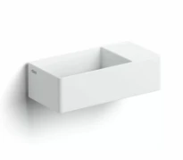 Clou New Flush 3 lavabo à poser/mural 350 x 180 x 100 mm - cuvette gauche - blanc mat - aluite - sans trou de robinet - sans trop-plein - avec garniture de vidange - avec tablette couvre-bonde