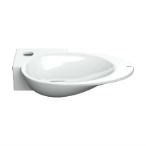 Clou First lave-mains 390 x 250 x 90 mm - blanc - céramique - avec trou de robinet gauche - sans trop-plein - avec bouchon