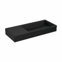Clou Mini Wash Me lavabo à poser/mural 450 x 190 x 60 mm - cuvette droite - noir mat - céramique - sans trou de robinet - sans trop-plein