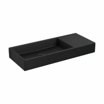 Clou Mini Wash Me lavabo à poser/mural 450 x 190 x 60 mm - cuvette gauche - noir mat - céramique - sans trou de robinet - sans trop-plein