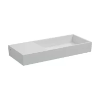 Clou Mini Wash Me Plus lavabo à poser/mural 560 x 240 x 75 mm - cuvette droite - blanc - marbre minéral - sans trou de robinet - sans trop-plein