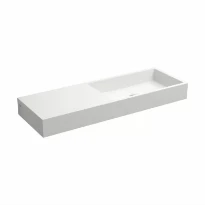 Clou Mini Wash Me lavabo à poser/mural 560 x 190 x 60 mm - cuvette droite - blanc - marbre minéral - sans trou de robinet - sans trop-plein