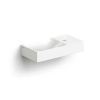 Clou Vale lavabo à poser/mural 380 x 190 x 70 mm - cuvette gauche - blanc mat - céramique - avec trou de robinet droite - sans trop-plein - avec bouchon encastrée - non fermable