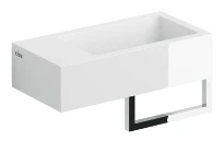 Clou Flush 3 lave-mains 360 x 180 x 90 mm - cuvette droite - blanc - marbre minéral - sans trou de robinet - sans trop-plein - avec bouchon - avec porte-serviettes - chromé