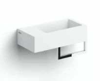 Clou Flush 3 lave-mains 360 x 180 x 90 mm - cuvette droite - blanc mat - aluite - sans trou de robinet - sans trop-plein - avec bouchon - avec porte-serviettes - chromé