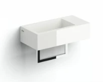 Clou Flush 3 lave-mains 360 x 180 x 90 mm - cuvette gauche - blanc - marbre minéral - sans trou de robinet - sans trop-plein - avec bouchon - avec porte-serviettes - chromé