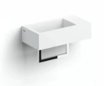Clou Flush 3 lave-mains 360 x 180 x 90 mm - cuvette gauche - blanc mat - aluite - sans trou de robinet - sans trop-plein - avec bouchon - avec porte-serviettes - chromé