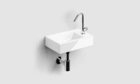 Clou InBe ensemble lave-mains 2 lave-mains céramique 360 x 245 x 90 mm - blanc - avec trou de robinet - sans trop-plein - avec robinet eau froide chromé - avec bouchon libre - avec siphon chromé