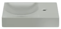 Clou Vale lavabo à poser/mural 380 x 90 x 70 mm - cuvette gauche - gris mat - céramique - avec trou de robinet droite - sans trop-plein - avec bouchon encastrée - non fermable