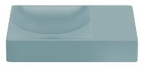 Clou Vale lavabo à poser/mural 380 x 190 x 70 mm - cuvette gauche - bleu mat - sans trou de robinet - sans trop-plein - avec bouchon encastrée - non fermable