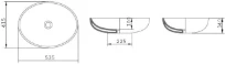 Conima Thin Oval lavabo à poser 535 x 415 x 140 mm - blanc mat - porcelaine - sans trou de robinet - sans trop-plein